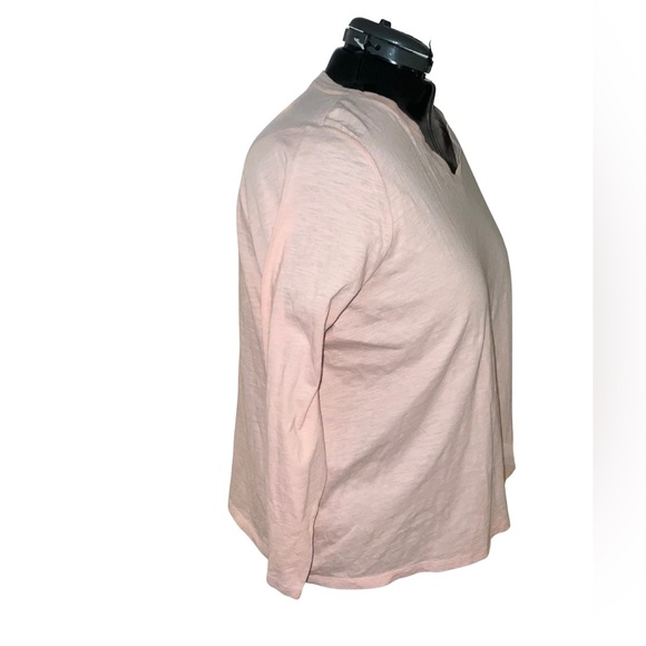 Eileen Fisher Soft Pink Long Sleeve V-Neck Top - Picture 6 of 8